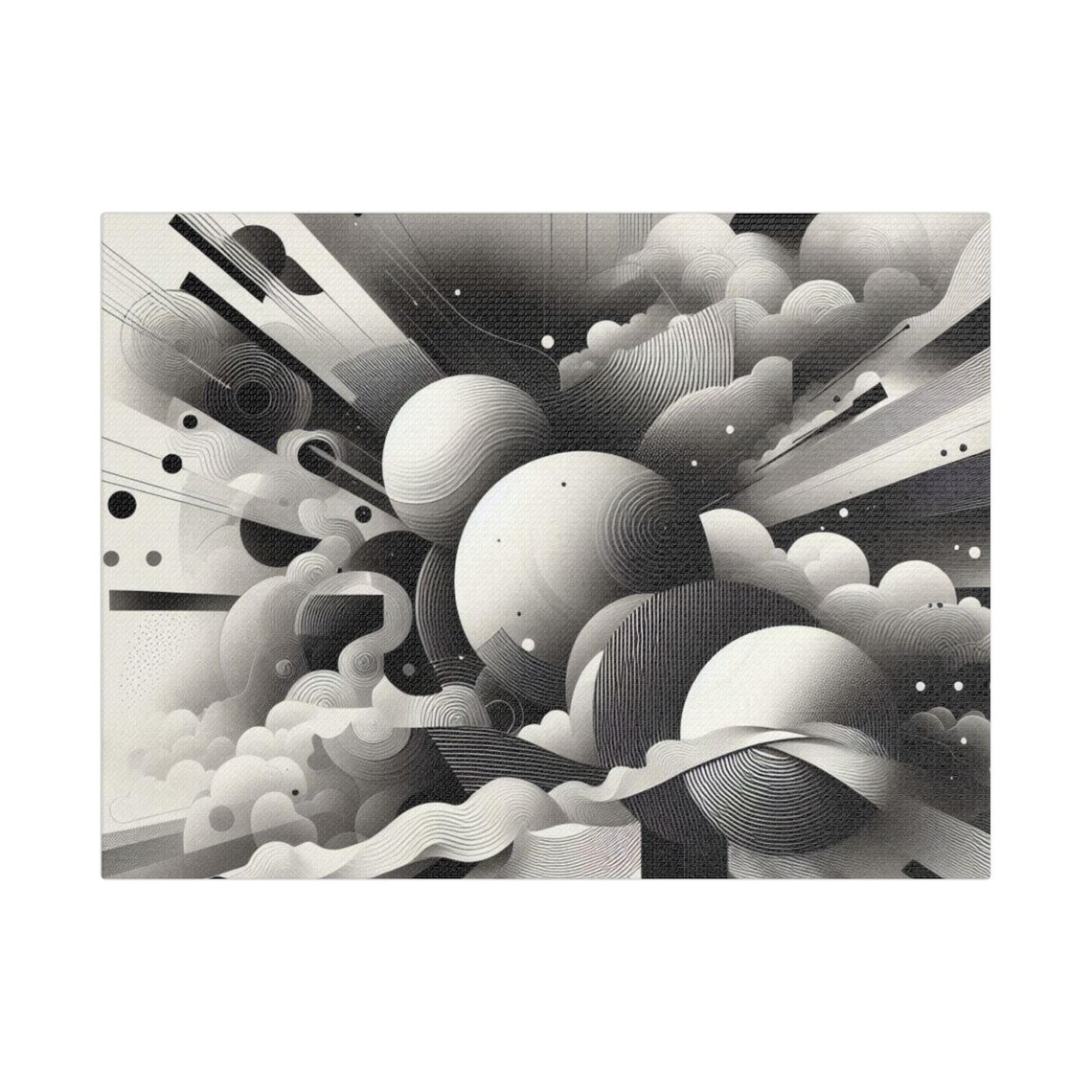 Abstract Black And White Art, Minimalist Geometric Design - Image 2