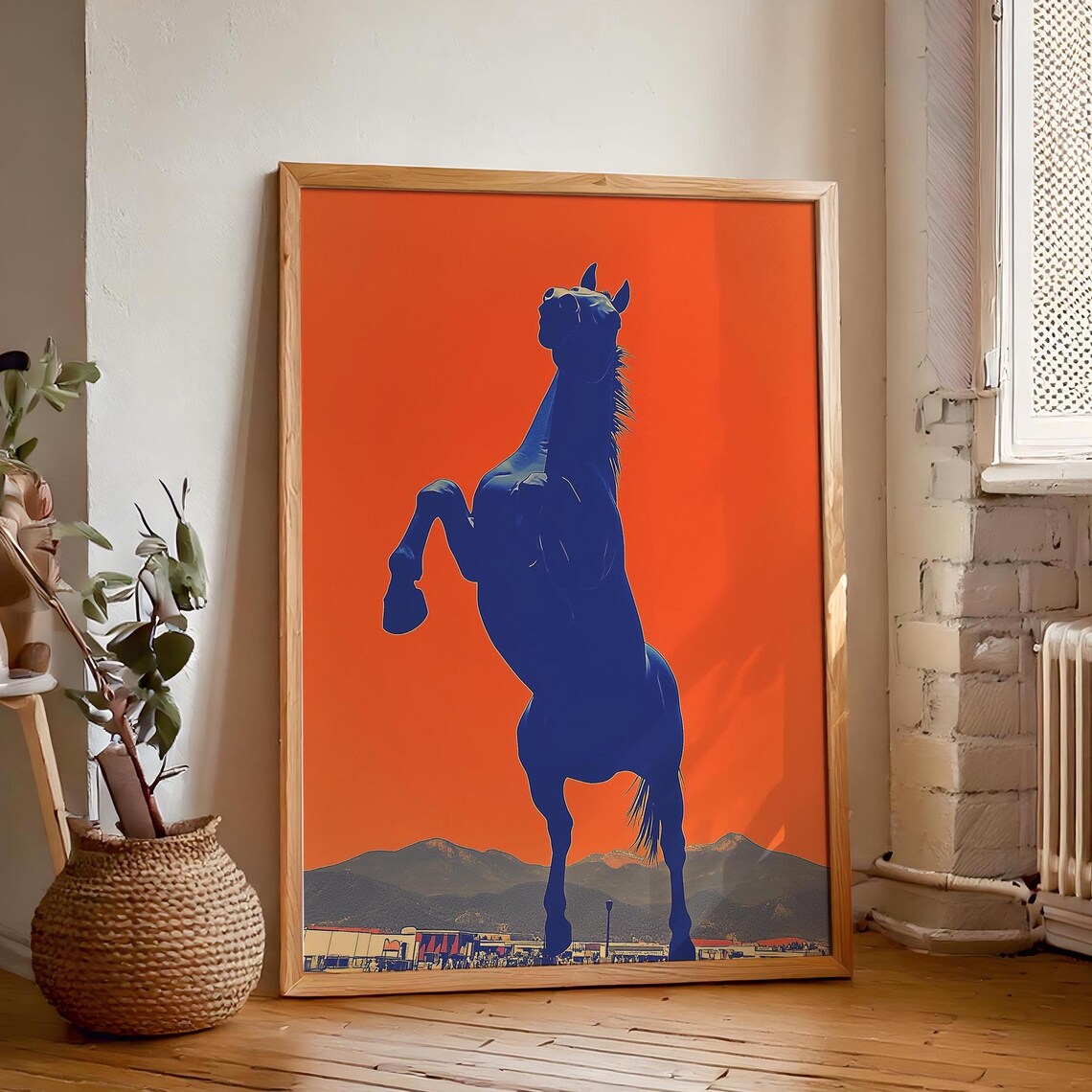 Denver Bronco Horse, Minimalist Boho Art Print
