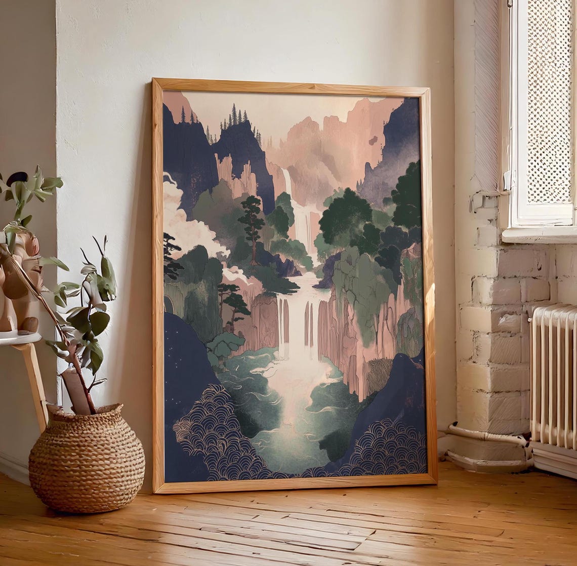 Japanese Ikigai Ukiyo E Print Waterfall Painting Poster Masculine Wall Hanging Art Traditional Japanese Artwork - Image 7