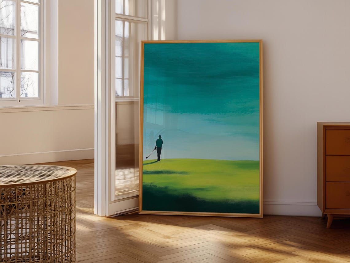 Golf Prints Impasto Painting Print Wall Hanging Art Masculine Wall Art Blue Green Golf Wall Art - Image 6