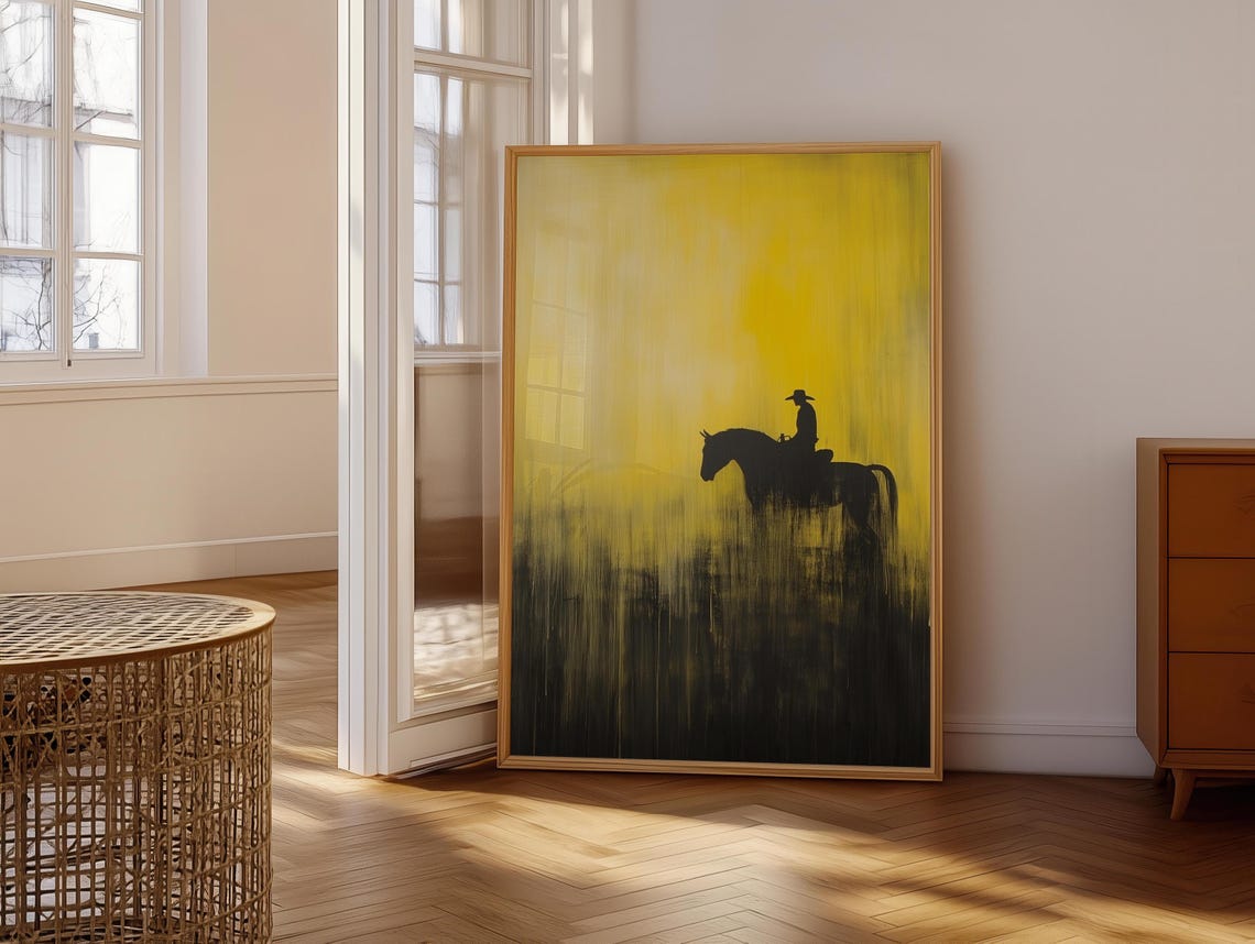 Western Cowboy Abstract Painting Print Wall Hanging Masculine Wall Art Art Southwestern Artwork - Image 6