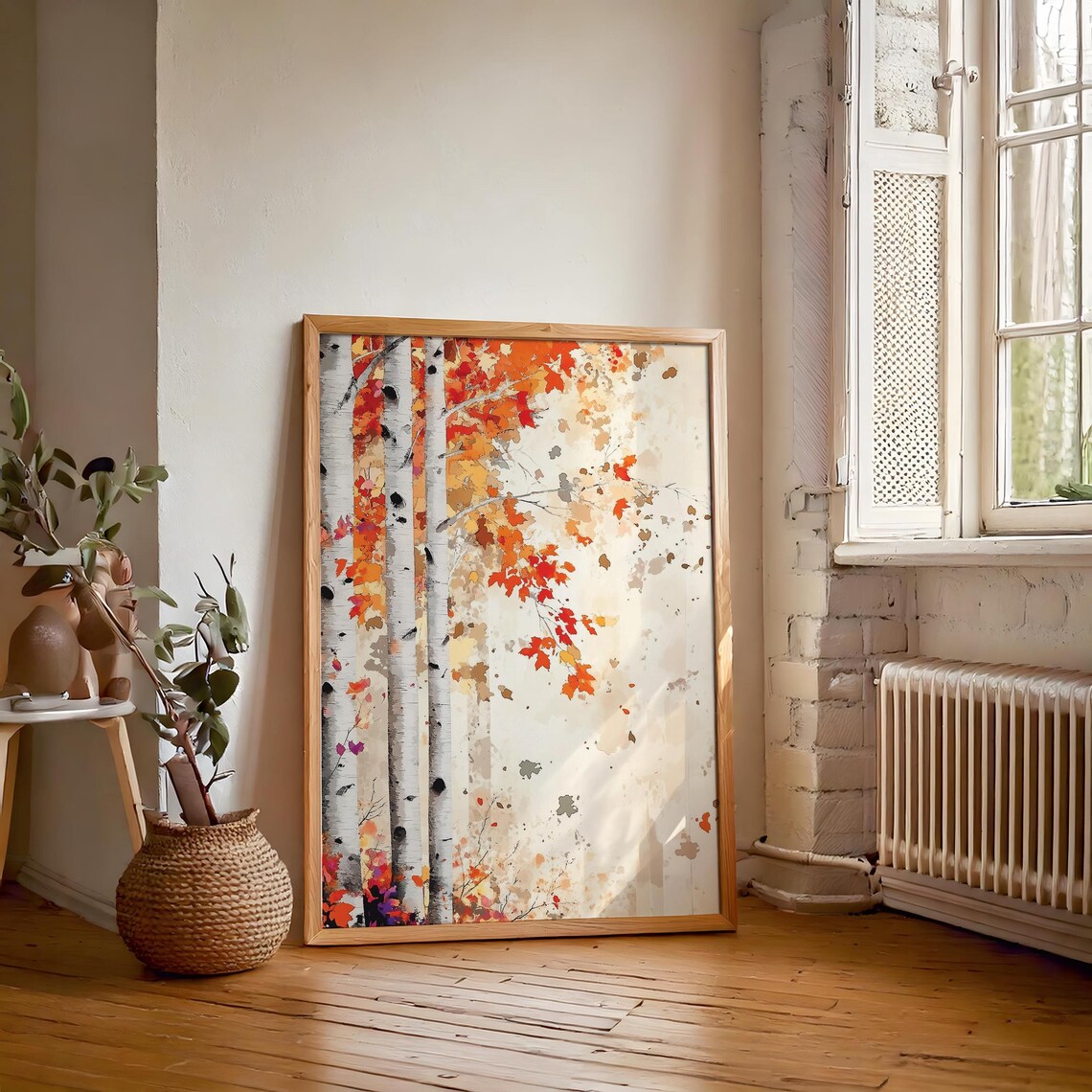 Birch Tree Painting Nature Inspired Watercolor Wall Art Print Japandi Style Birch Tree Art Dopamine Decor Bedroom Living Dining Room - Image 7