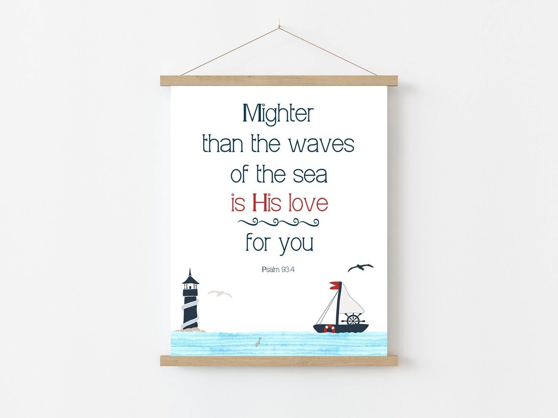 Psalm 93:4 Bible Verse Nautical Scripture Art Print - Image 3