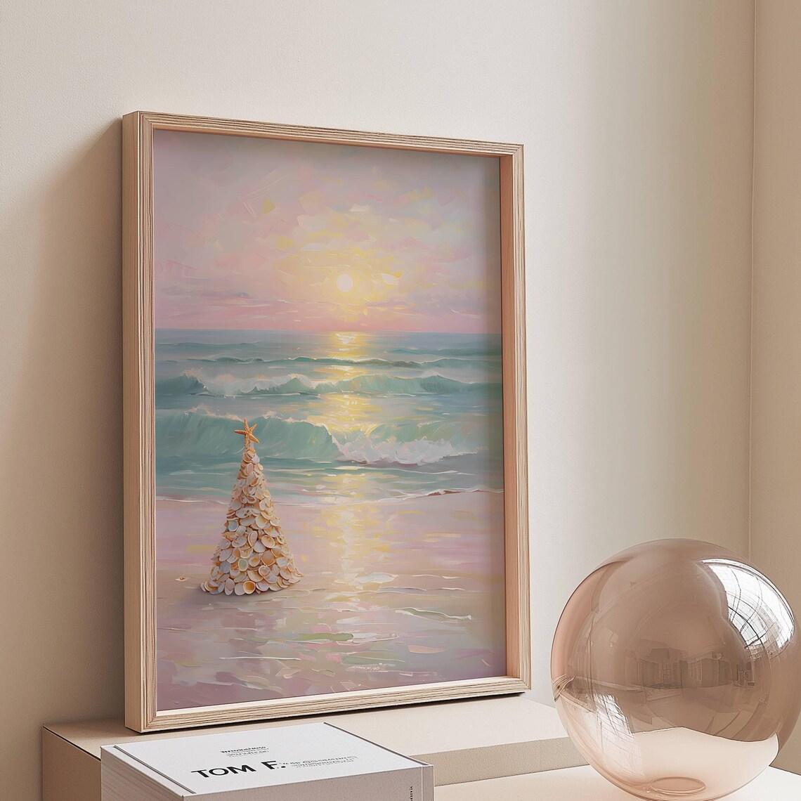 Pastel Beach in Winter Art Print, New England Sunset