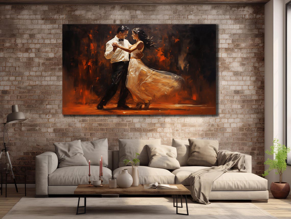 Romantic Couple Tango Dancing Art Print
