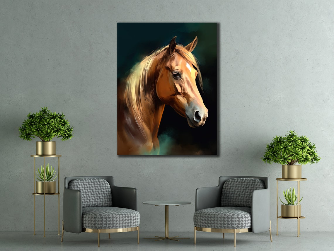 Chestnut Horse Head Portrait On Dark Background Elegant Equine Poster - Image 2