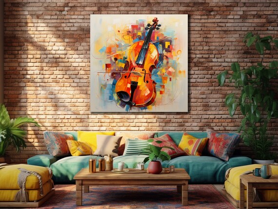 Cello Abstract Painting Colorful Music Instrument Art Modern Musician Wall Poster