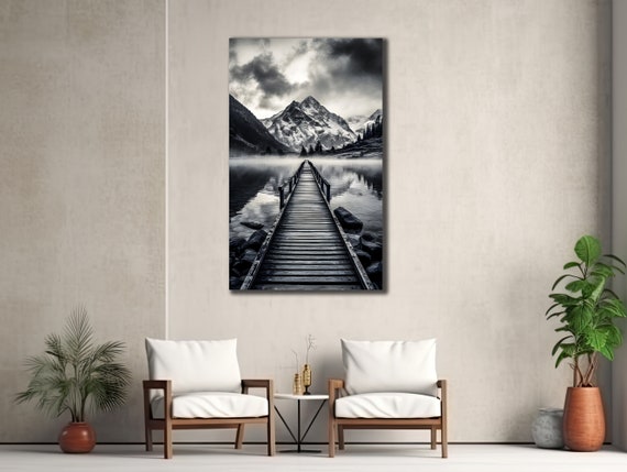 Lake Bridge Prints View Painting Wall Decor Scenic Lake Art For Bedroom Decor Nature Landscape Wall Art Home Decor