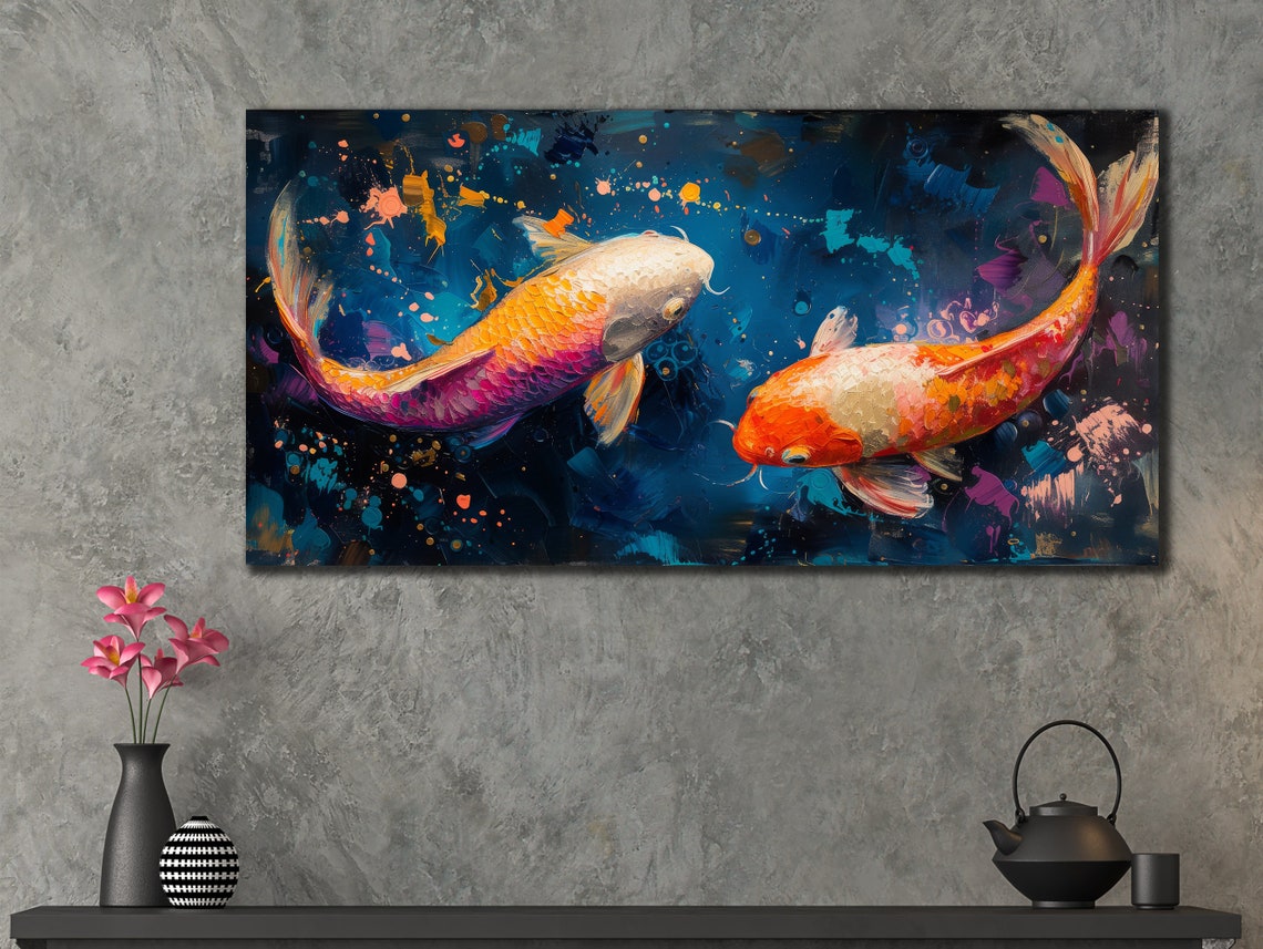 Koi Fish Art Print For Bedroom Decor Colorful Fishes Wall Decor Sea Painting Animal Print On Underwater Life Painting Art - Image 3
