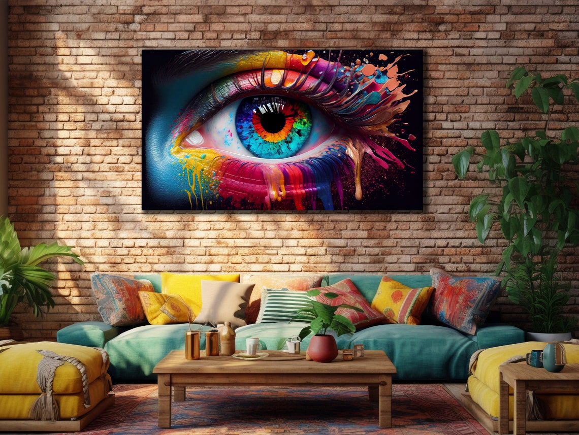 Rainbow Human Eye Paint Drips Surreal Colorful Modern Wall Art Poster - Image 3
