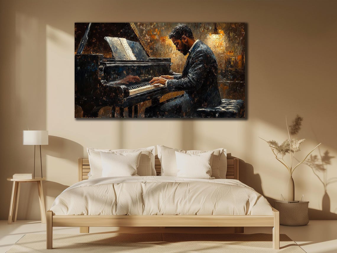 Pianist Grand Piano Dark Moody Performance Classical Music Wall Poster