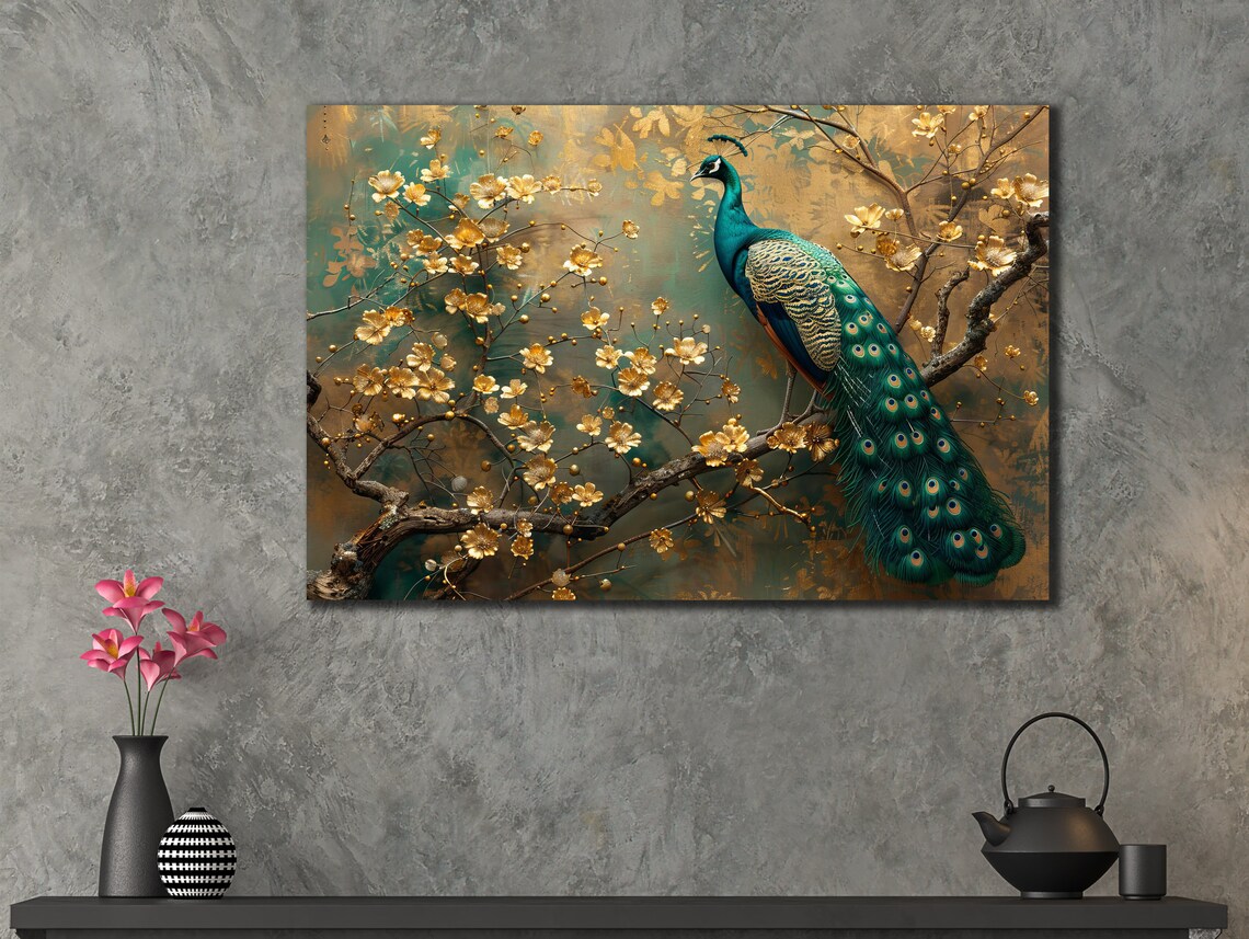 Elegant Peacock Bird Art Print, Wildlife Decor - Image 3
