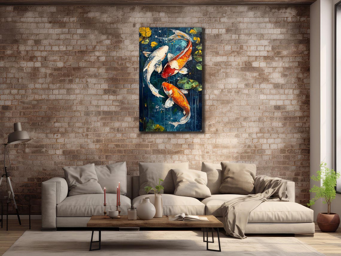 Koi Fish Art Print For Bedroom Decor Colorful Fishes Wall Decor Sea Painting Animal Print On Underwater Life Painting Art - Image 2