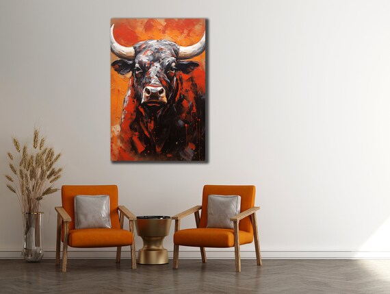 Bull Portrait Print Wall Art Matador Bull Fighting Animal Poster Farmer Gifts Art Prints Room Gift