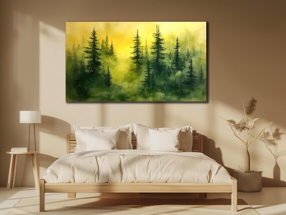 Foggy Forest Art Mist Tree Wall Art Tree Print Art Forest Wall Decor Landscape Tree Art Print Wall Art For Livingroom