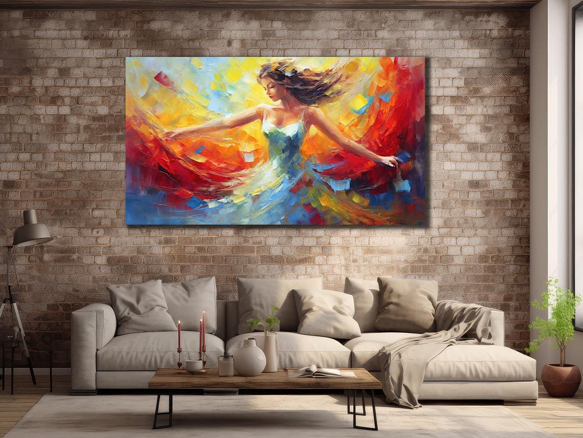 Ballerina Print Art Dancer Wall Art Colorful Painting On Modern Oil Printing Art Gift For Her Woman Dancer Wall Decor - Image 3