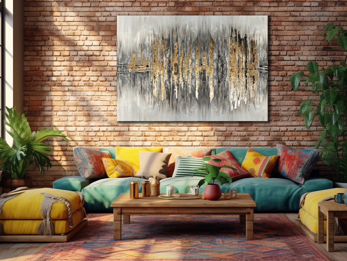 Gray And Gold Abstract Drip Minimalist Modern Neutral Decor Poster - Image 3