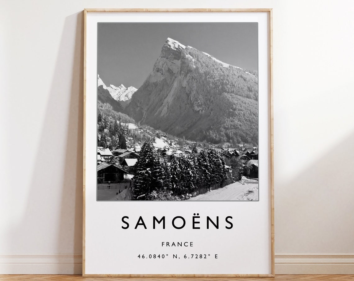 Skiing Travel Poster Samons France Ski Print France Travel Print Skiing Wall Art Skiing Print Winter Sport Art Ski Gift A1a2a3a4