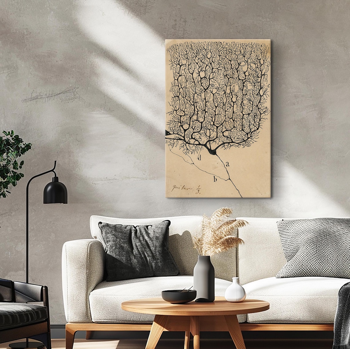 Neurons by Santiago Ramon y Cajal, Vintage Anatomy Print - Image 3
