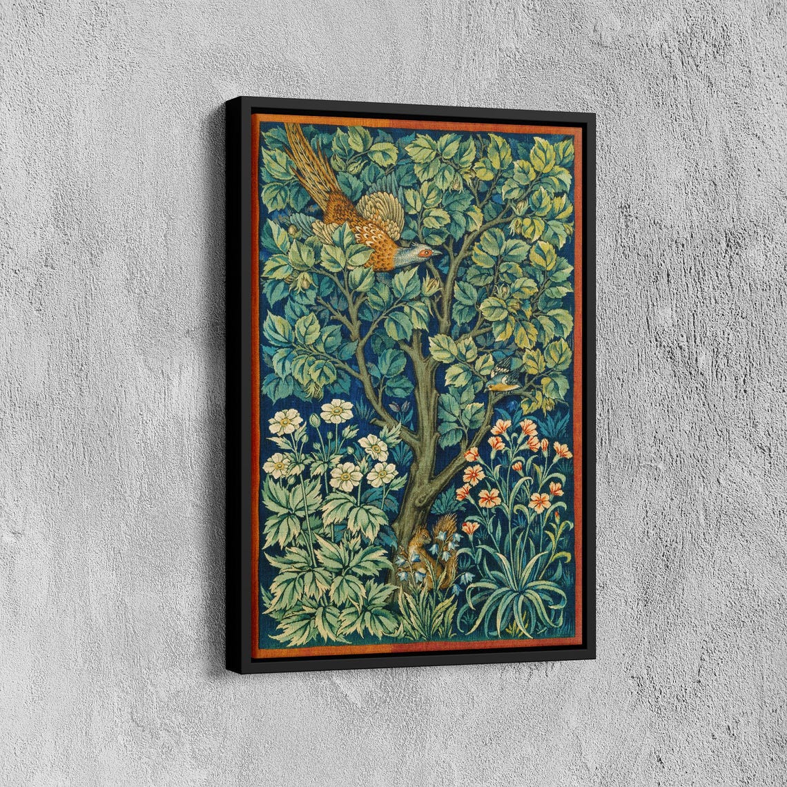 William Morris Woodpecker Bird in a Flowering Tree Textile Poster - Image 7