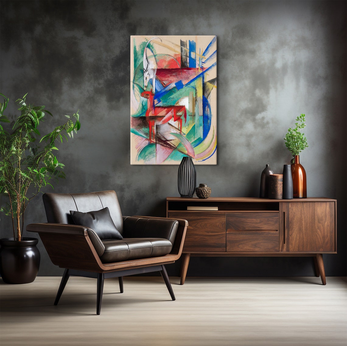 Franz Marc Colorful Abstract Animals Red Horse Cubist Style Poster - Image 6