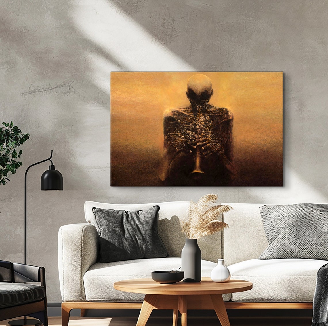 Zdzislaw Beksinski Poster Skeleton Playing The Trumpet Surreal Print Musician Skeleton Poster Trumpeter By Beksinski Surreal Paintings - Image 2