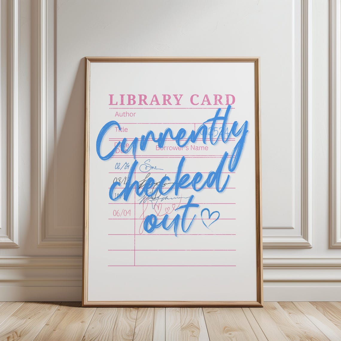 Currently Checked Out Library Card Bookish Reader Gift Poster