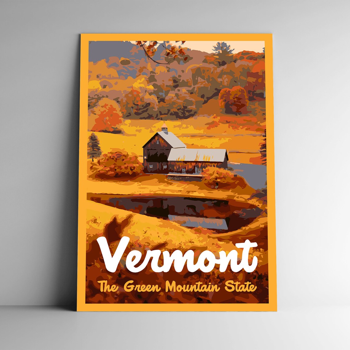 Vermont The Green Mountain State Vintage Travel Poster
