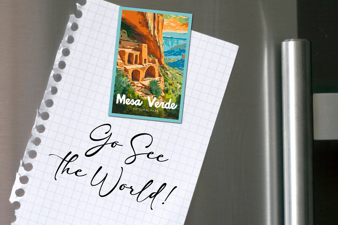 Mesa Verde National Park Cliff Dwelling Retro Illustration Travel Poster - Image 2