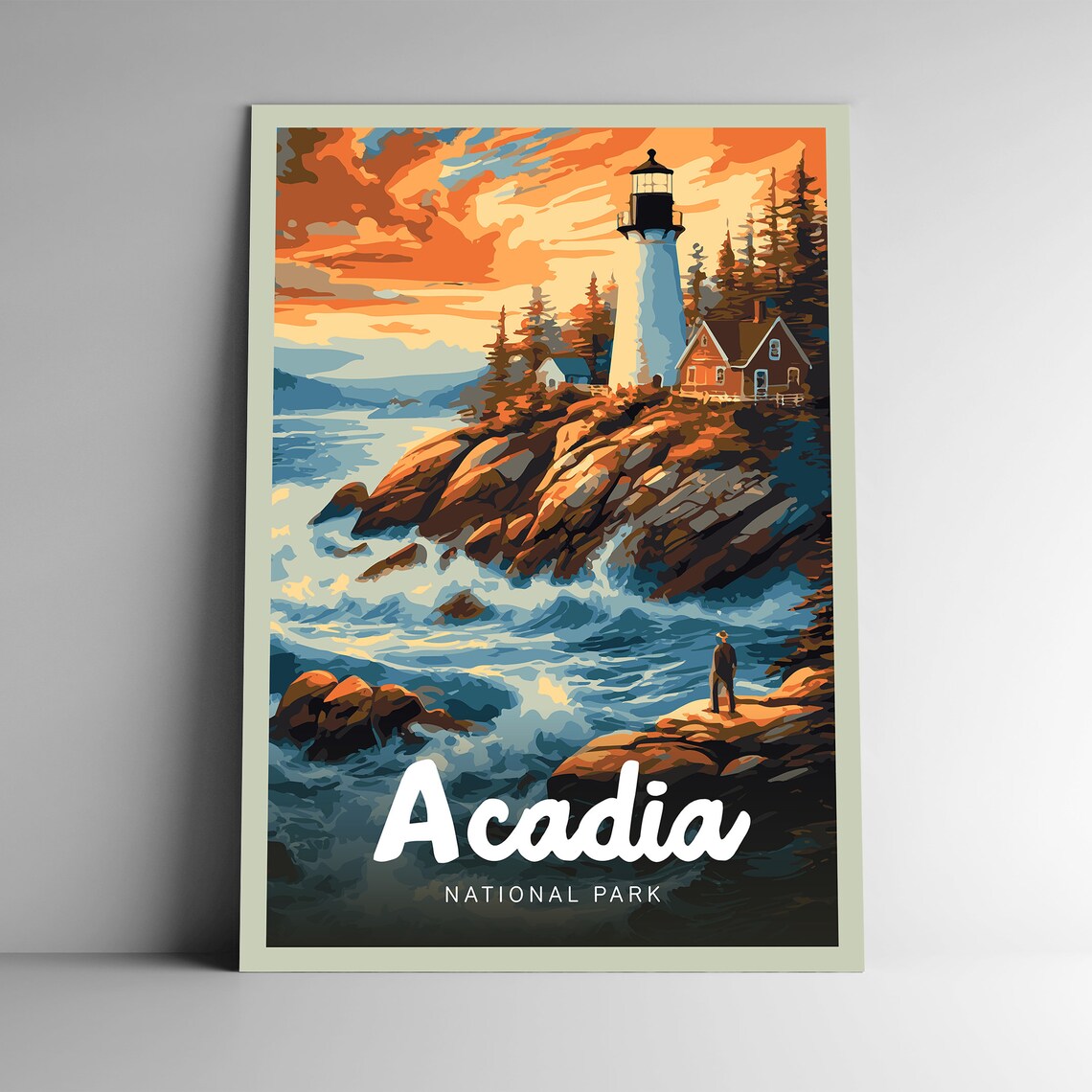 Acadia National Park Vintage Style Travel Poster