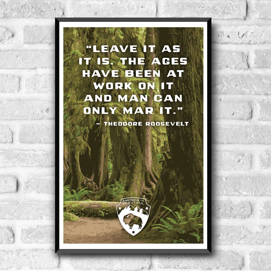 Roosevelt Quote Forest WPA-Style Travel Poster - Image 3