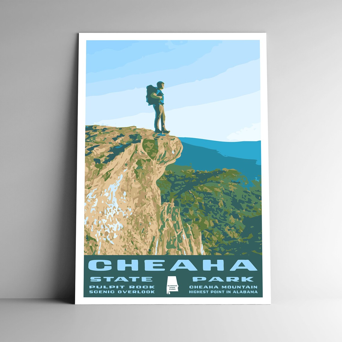 Cheaha State Park Vintage Travel Poster, Alabama