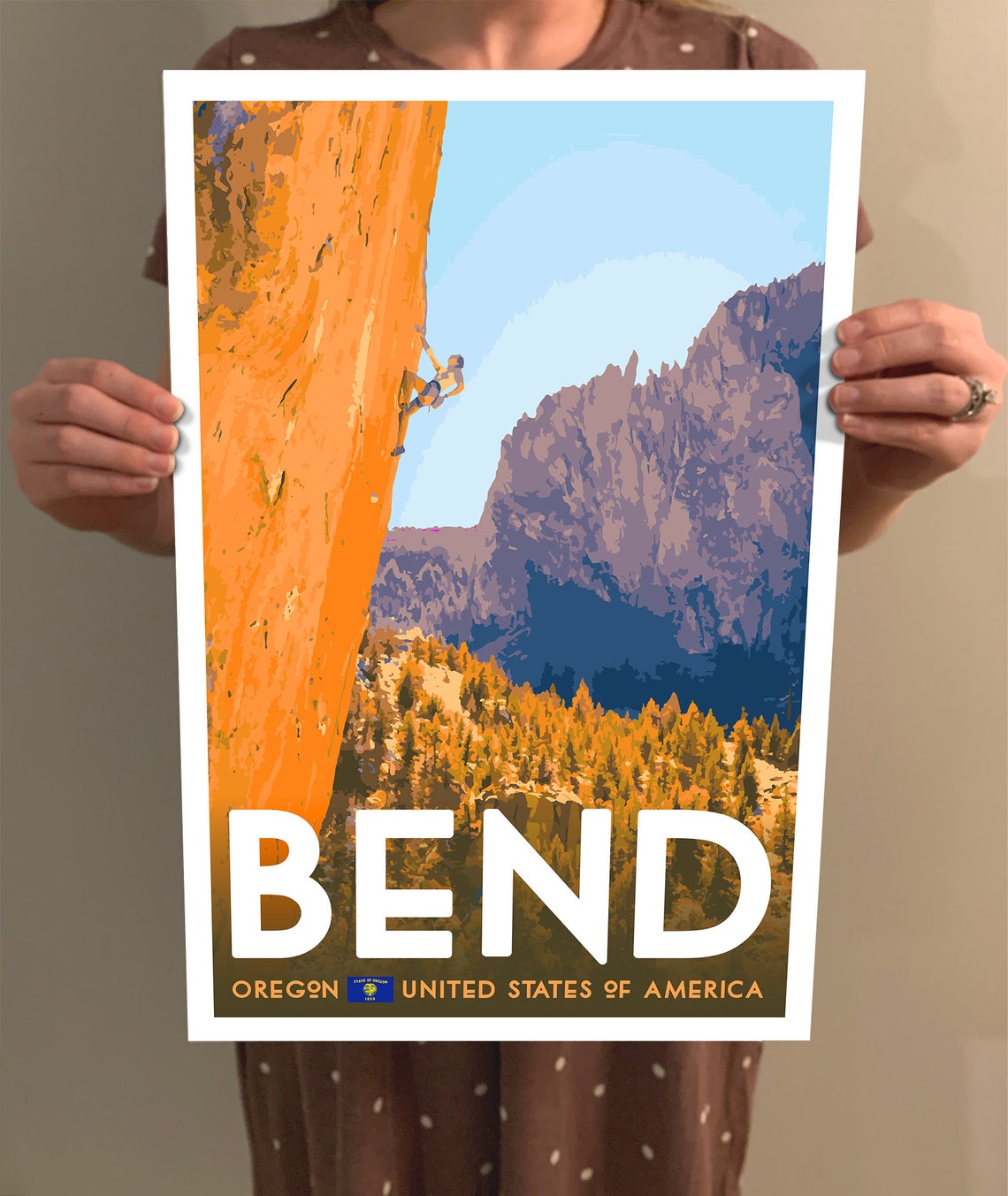 Bend Oregon Rock Climber Vintage Travel Poster For Adventure Lovers - Image 2