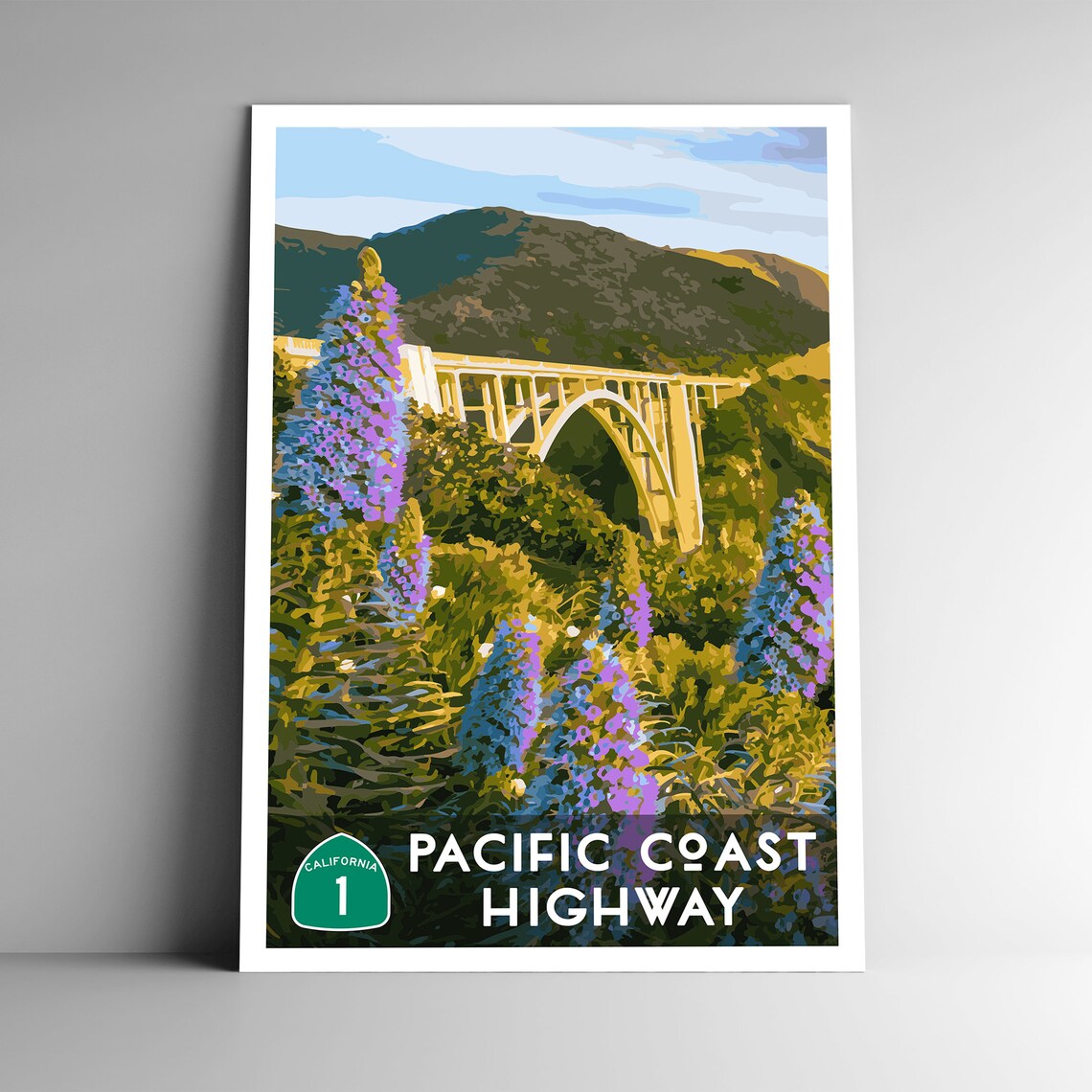Pacific Coast Highway Vintage Travel Poster, California