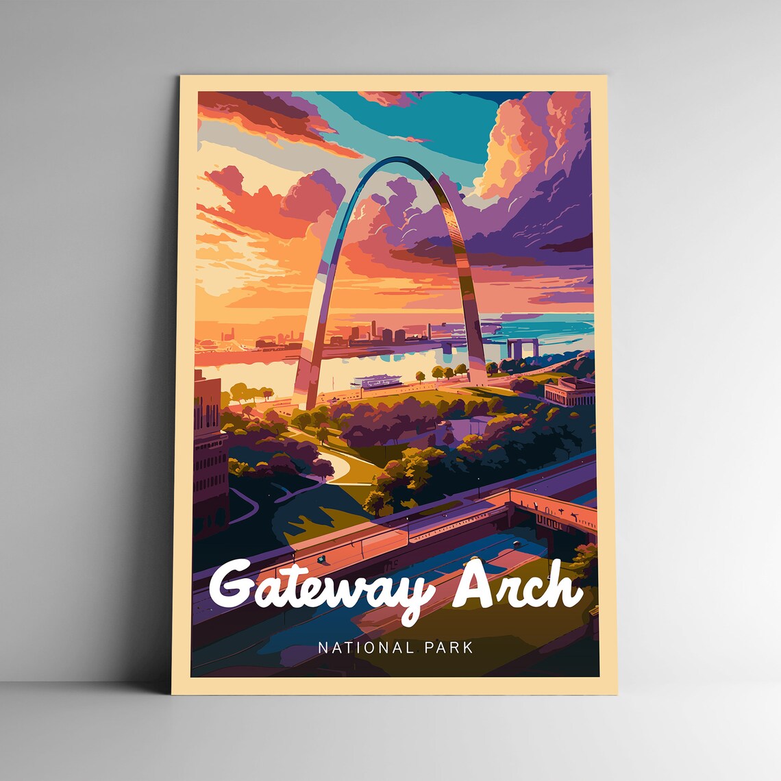 Gateway Arch National Park Vintage Travel Poster Art Print