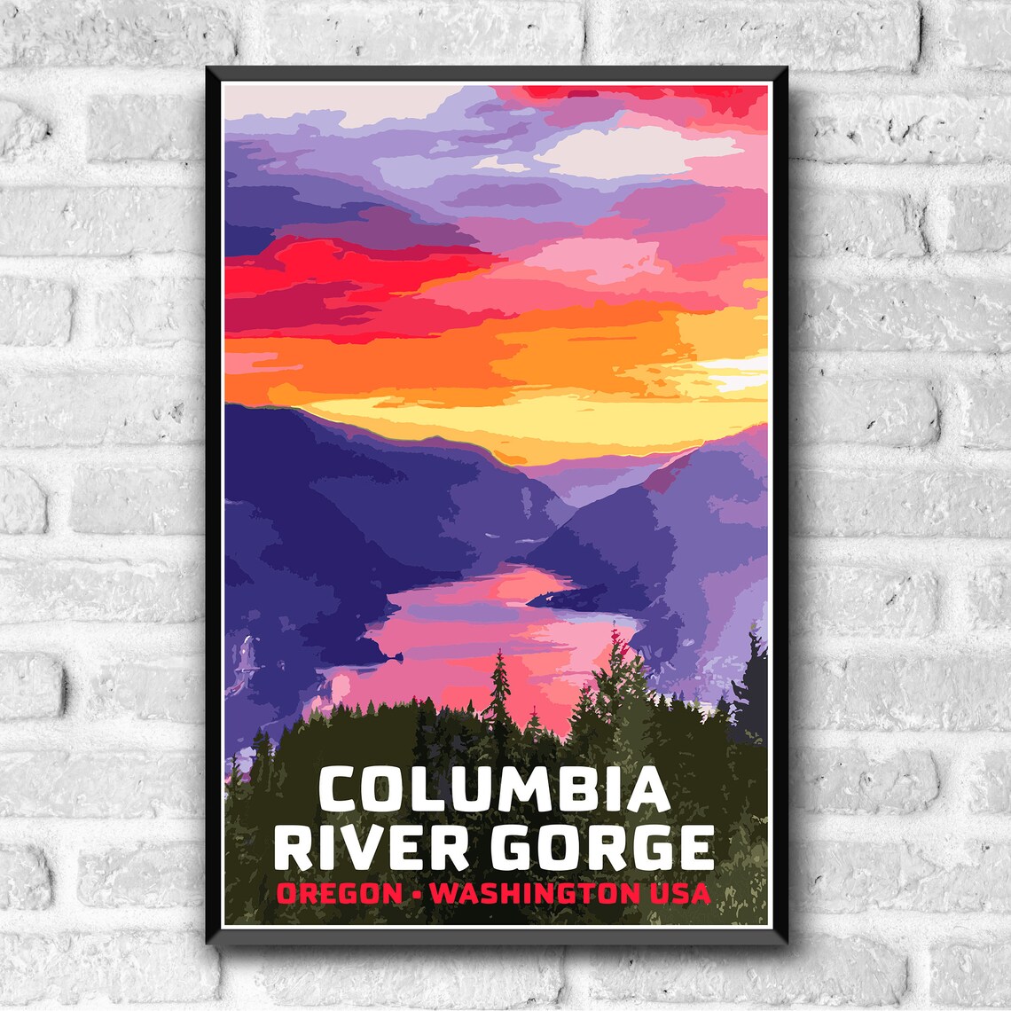Columbia River Gorge Vintage Travel Poster, WPA Style - Image 3