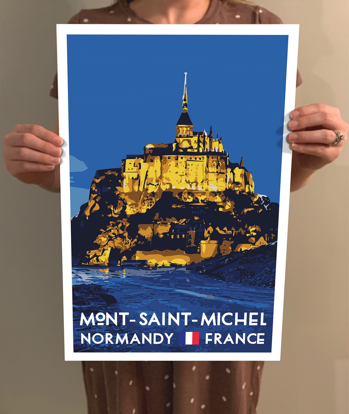 Mont Saint Michel Vintage Travel Poster, Normandy France - Image 2