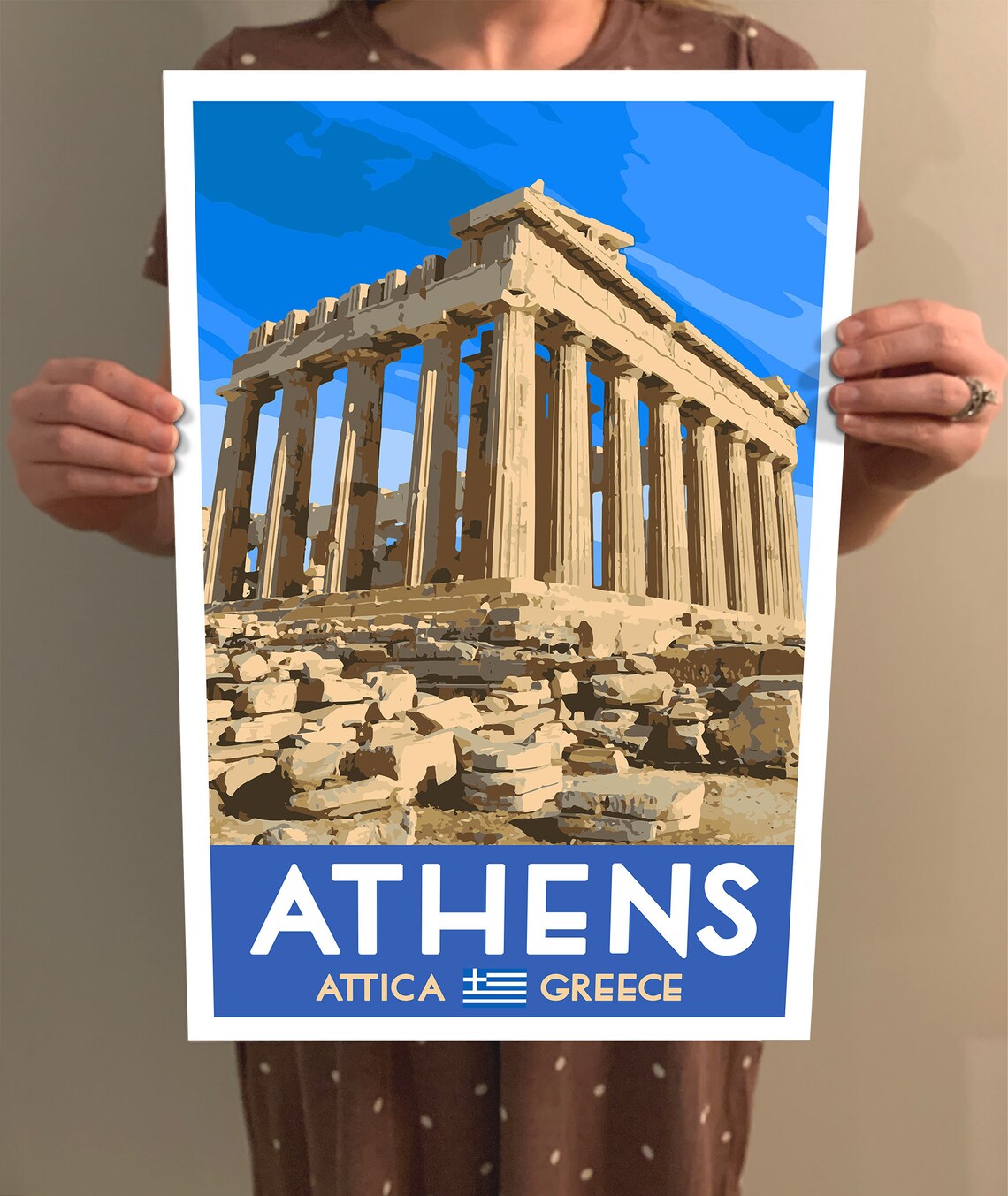 Athens Greece Wpa Style Vintage Style Travel Poster 8x10 12x18 18x24 24x36 4x6 Postcard Parthenon City Ruins Retro Art Print Wall Art - Image 2
