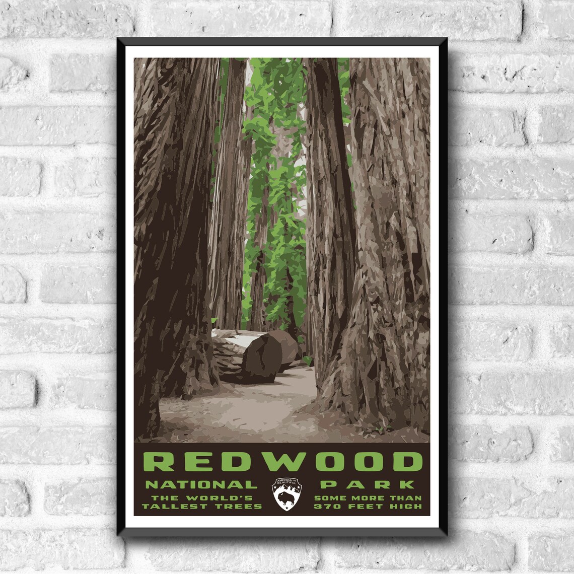 Redwood National Park Postcard Sticker Travel Poster - Image 2