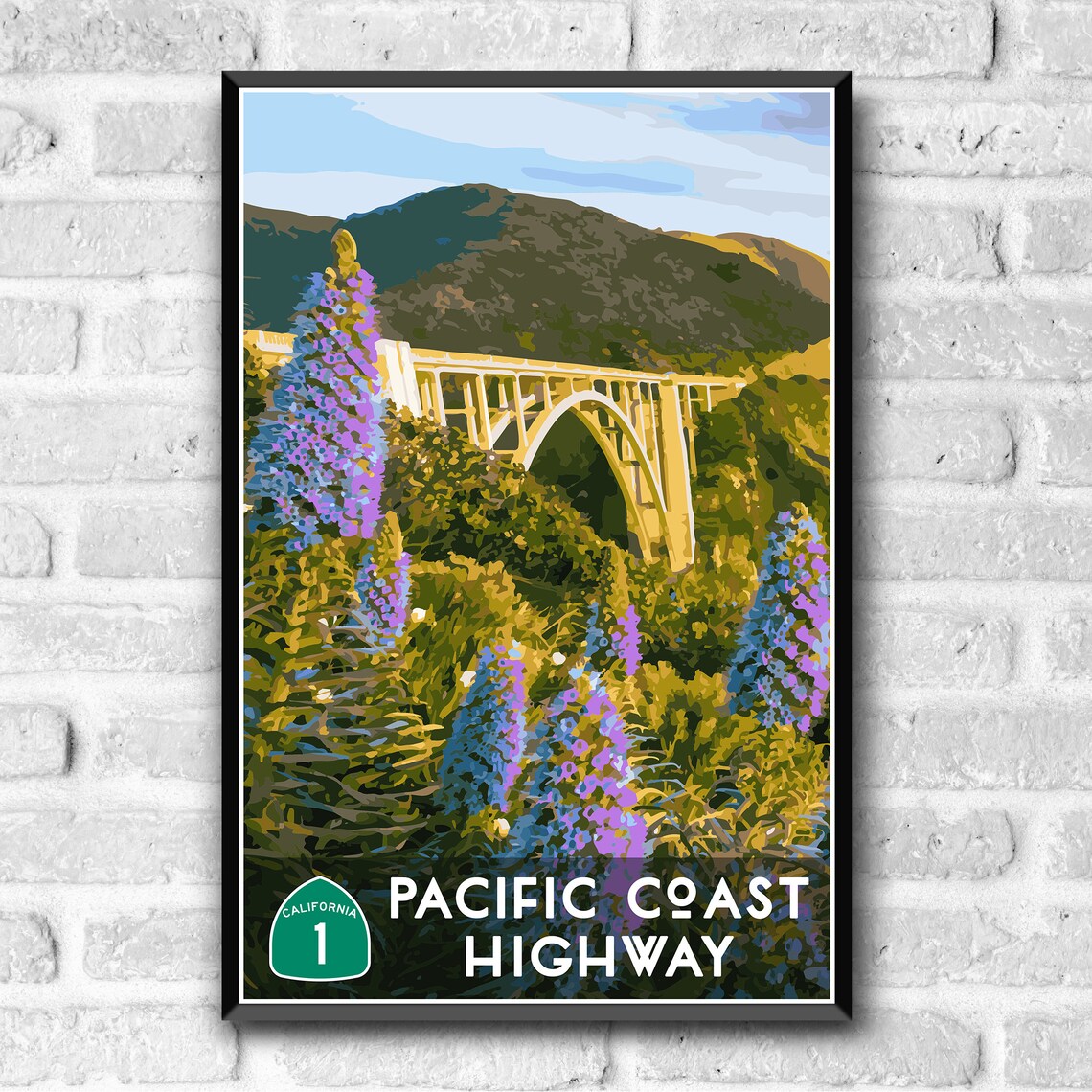 Pacific Coast Highway Vintage Travel Poster, California - Image 3