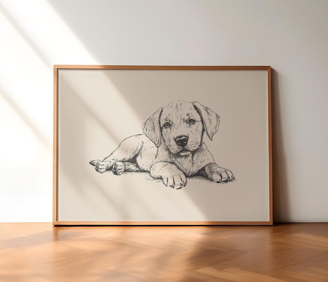 Lab Puppy Wall Art Labrador Retriever Puppy Nursery Poster Boys Room Dog Print Girls Nursery Sketch Baby Nursery Drawing Lab Painting - Image 2