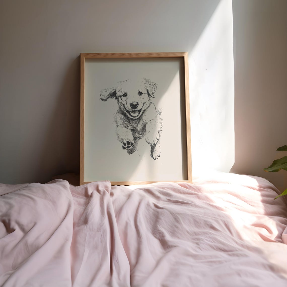 Golden Retriever Puppy Drawing Dog Vintage Print Nursery Wall Decor Pet Retro Painting Farmhouse Print Kids Room Illustration - Image 2