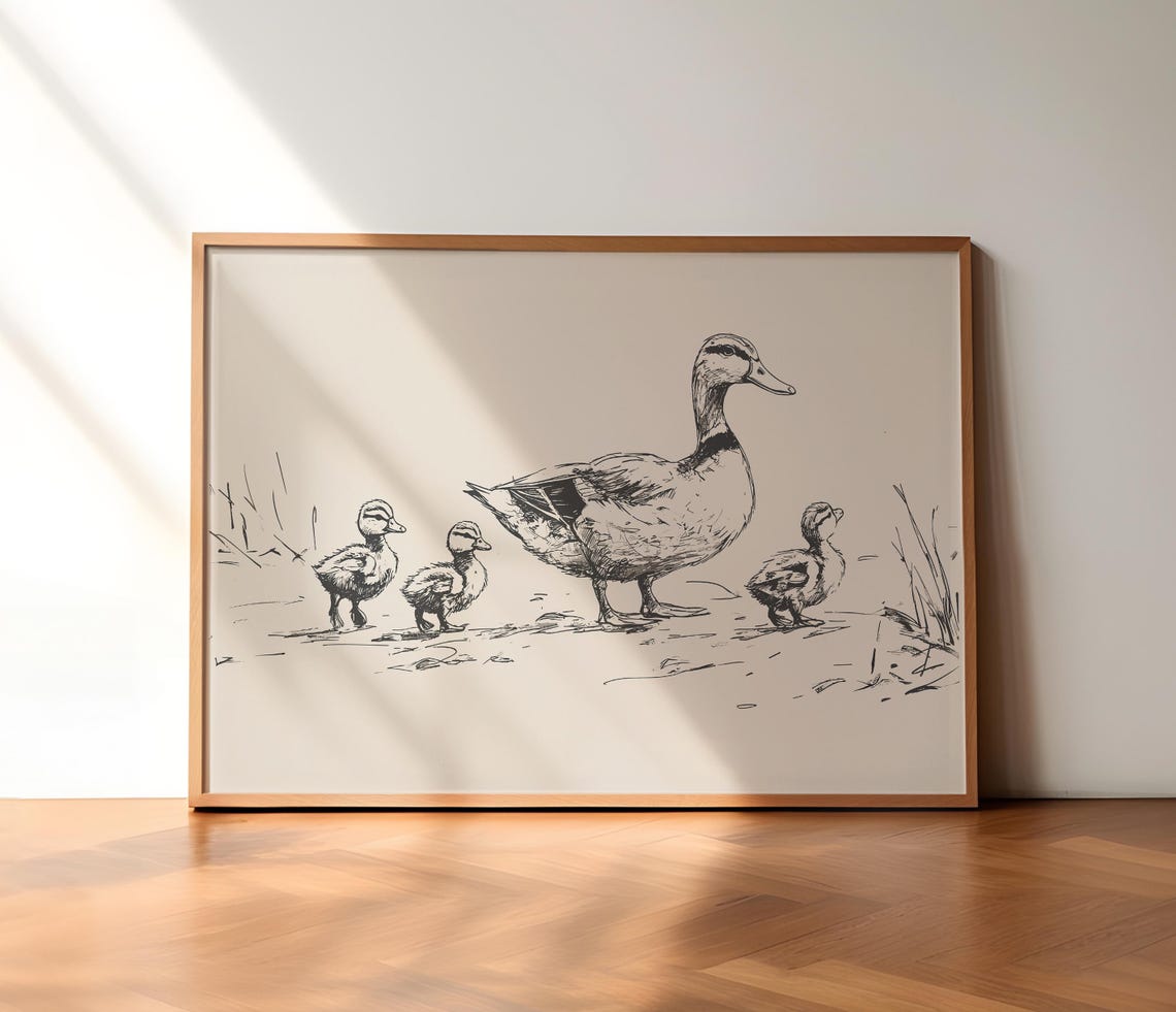 Farm Animal Vintage Print Nursery Duck Poster Duck Baby Room Art Animals Retro Drawing Girls Nursery Art Decor Boys Nursery Wall Art - Image 2