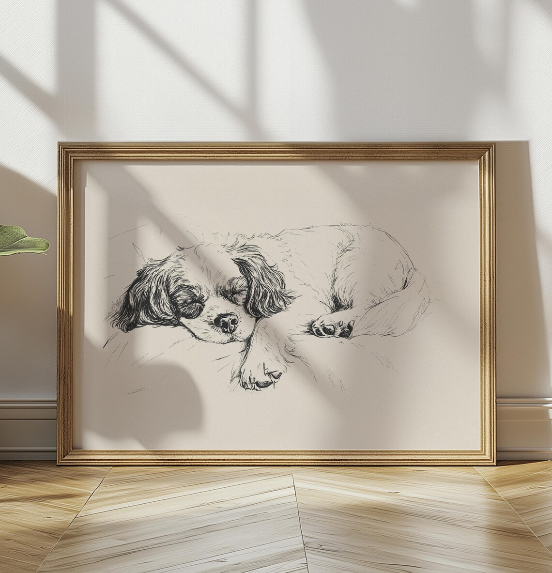 Nursery Cavalier King Vintage Poster Girls Room Decor Sleeping Dog Wall Art Boys Room Drawing Baby Nursery Print Dog Sketch Painting - Image 3