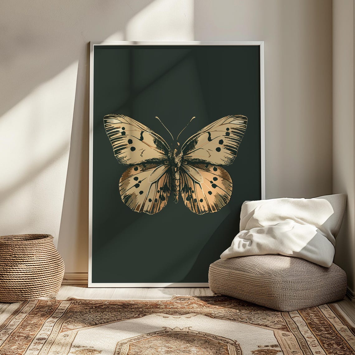 Butterfly Nursery Poster Green Kids Room Decor Butterfly Vintage Print Girl Nursery Art Painting Baby Room Decor Butterfly Drawing - Image 3