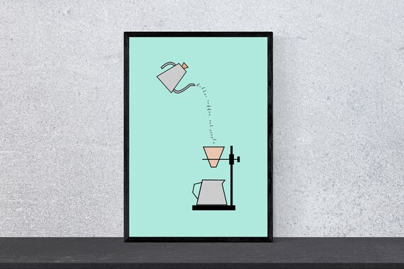 Filter Coffee Not People Poster, Minimal Modern Art Print