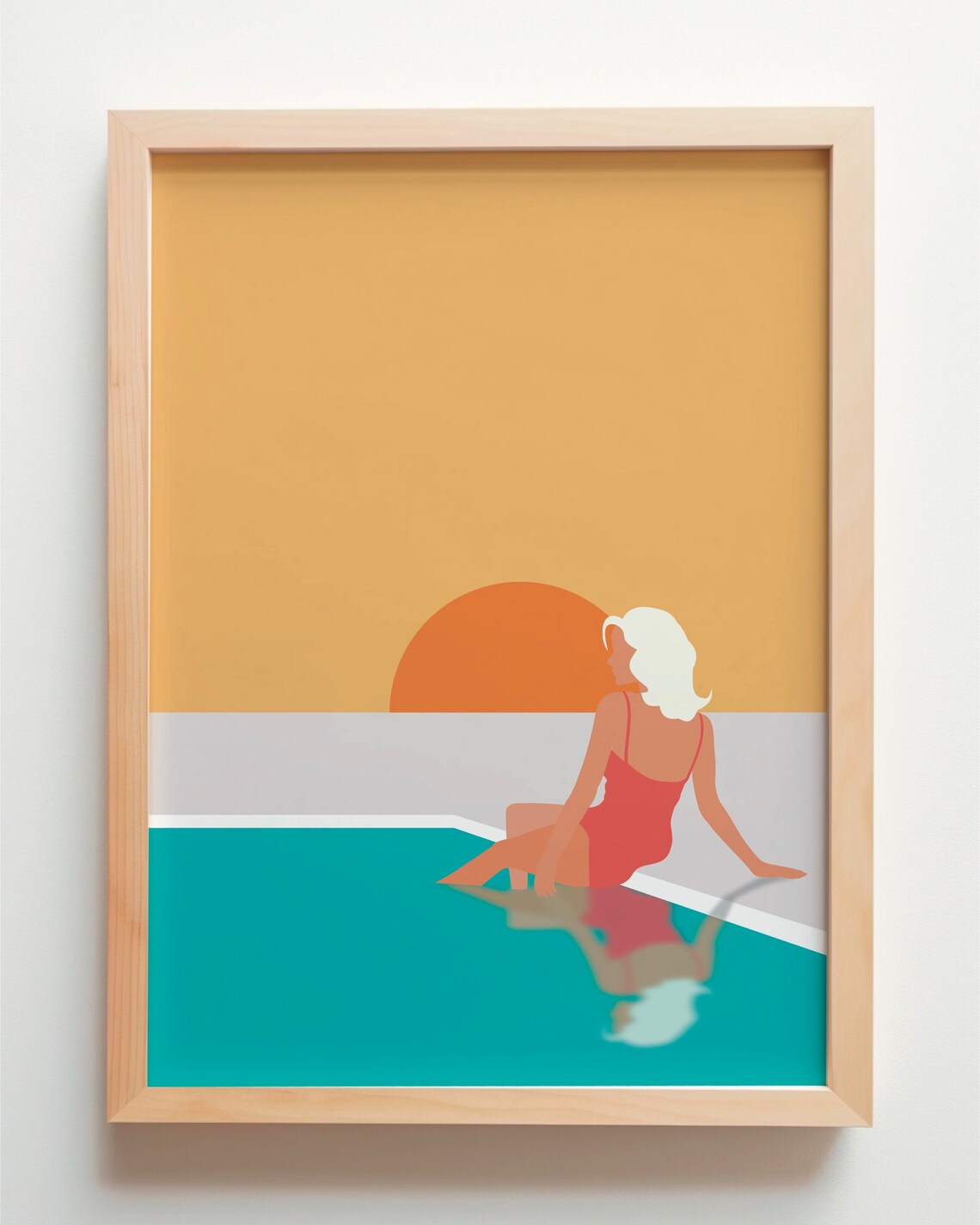 Woman By The Pool Illustration Art Print, Minimal Modern - Image 5