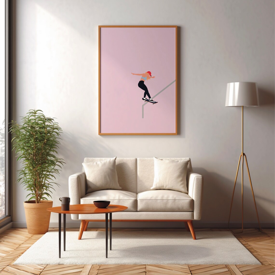 Skateboarder Minimal Modern Sports Art Print - Image 3