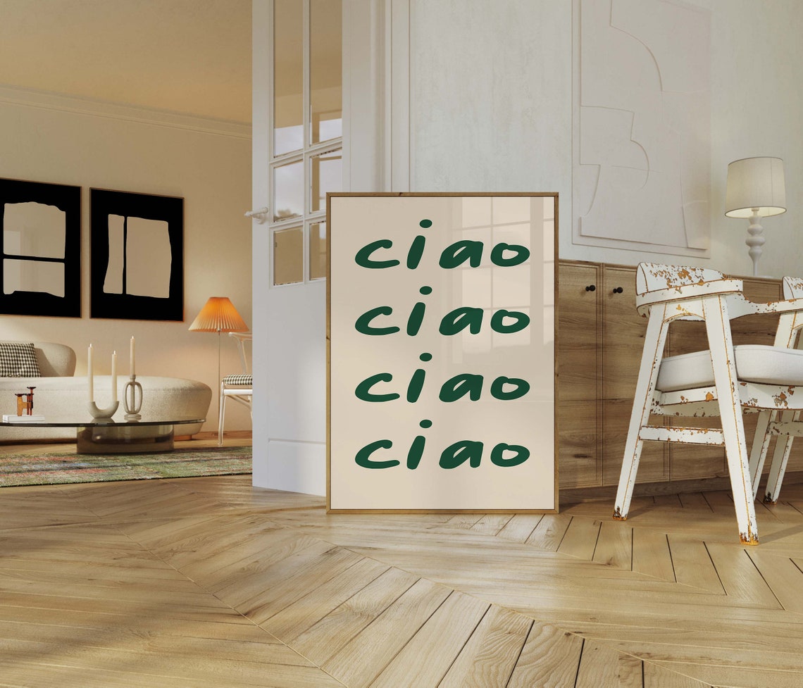Ciao Italian Greeting Hand Lettered Green Typography Art Print - Image 3
