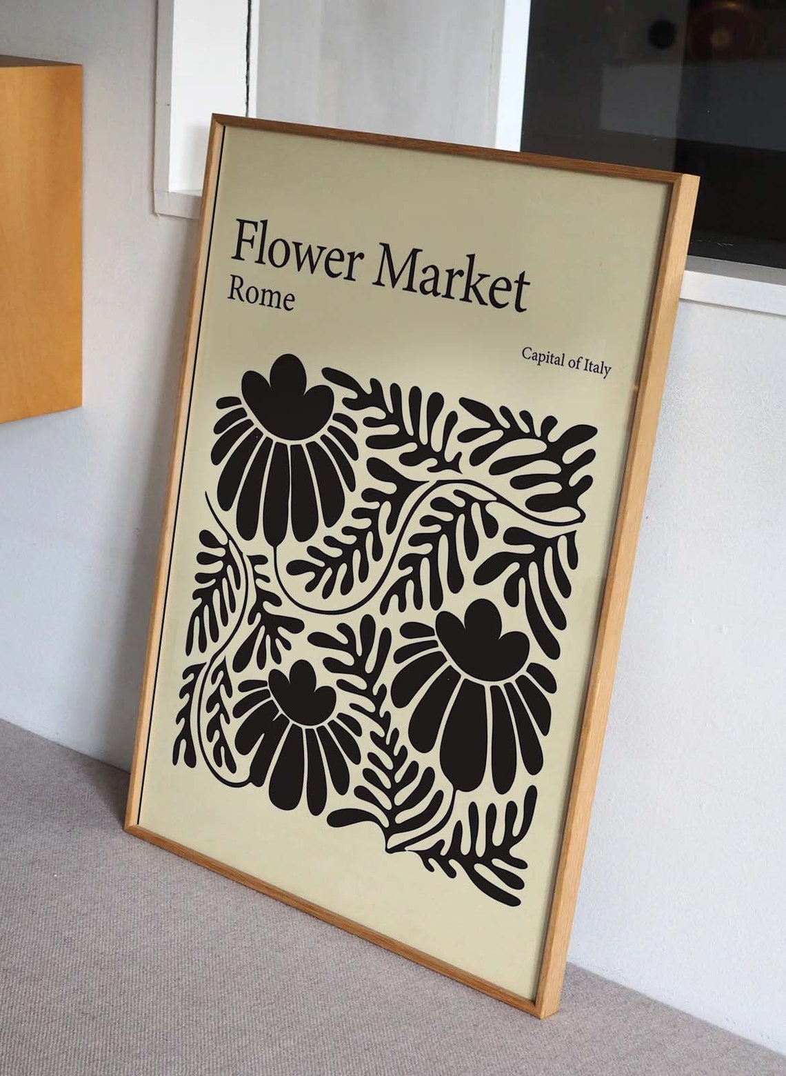 Flower Market Rome Black White Travel Poster Rome Wall Art Rome Italy Travel Poster Flower Market Poster Matisse Poster Flower Market Print - Image 3